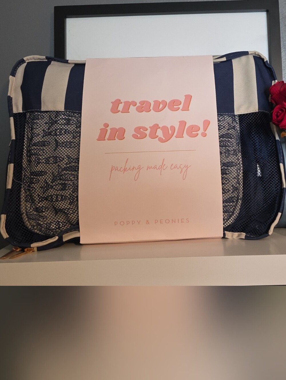 Poppy & Peonies Navy and Cream Striped Travel Packing Cube SET (5 PIECE)